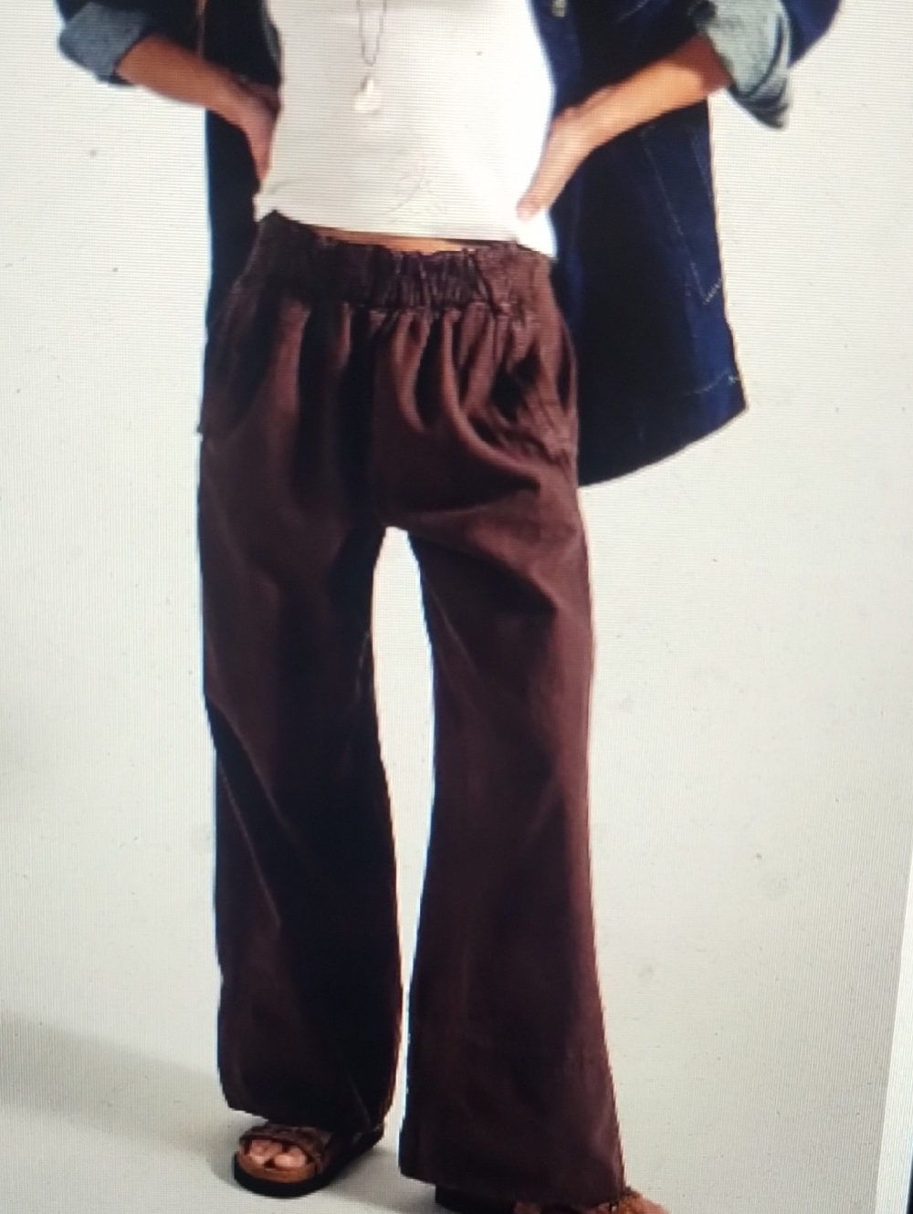 NWOT Free People Days End Linen Pull Up Pants XS Double Espresso Brown
